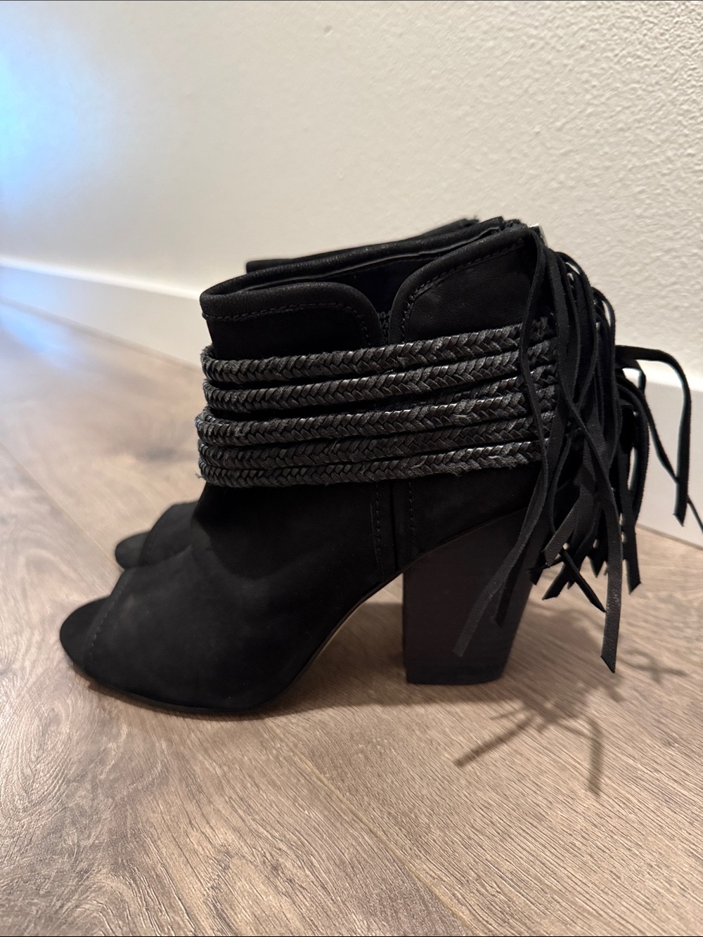 BCBG Cinder Fringe Booties